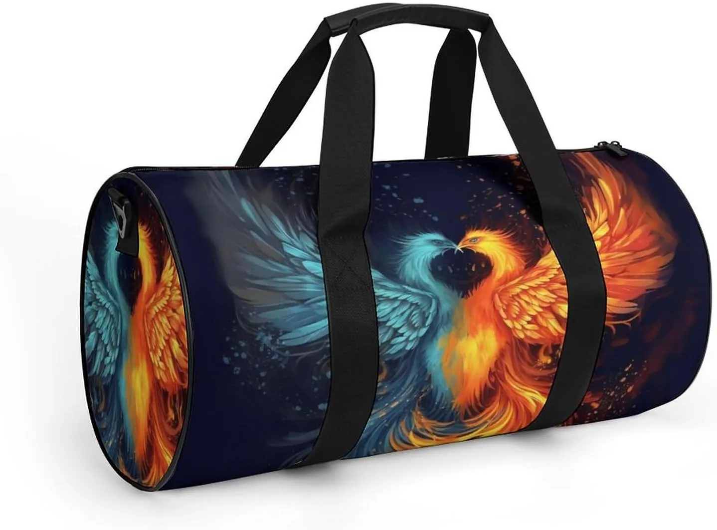 Fire And Water Phoenix Gym Bag Small Travel Duffle Bag with Compartment Carry On Weekender Bag for Women Men