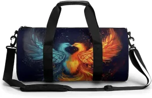 Fire And Water Phoenix Gym Bag Small Travel Duffle Bag with Compartment Carry On Weekender Bag for Women Men