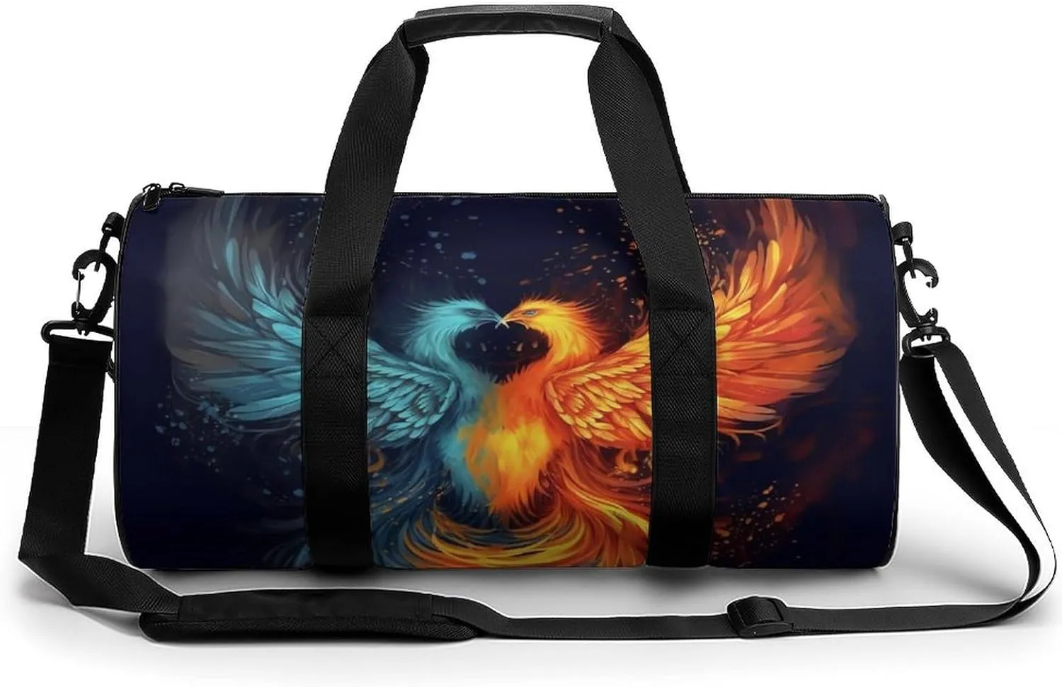 Fire And Water Phoenix Gym Bag Small Travel Duffle Bag with Compartment Carry On Weekender Bag for Women Men