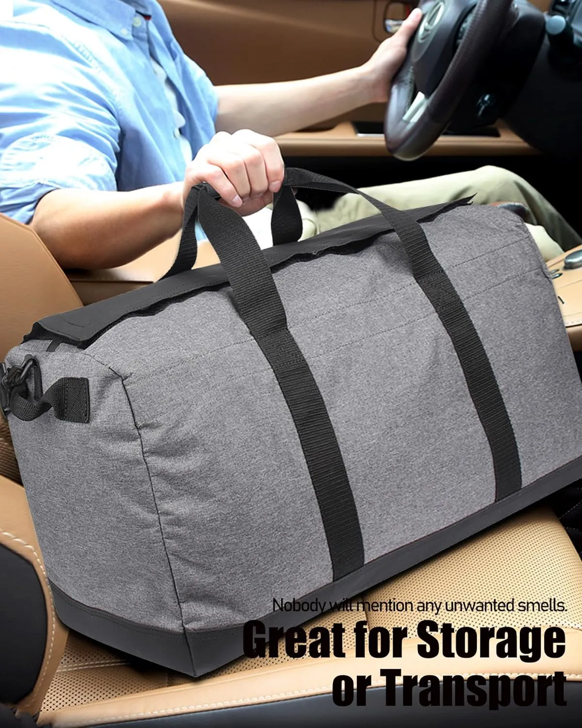 FIREDOG Smell Proof Duffle Bag, Large Smell Proof Bag for Travel Storage
