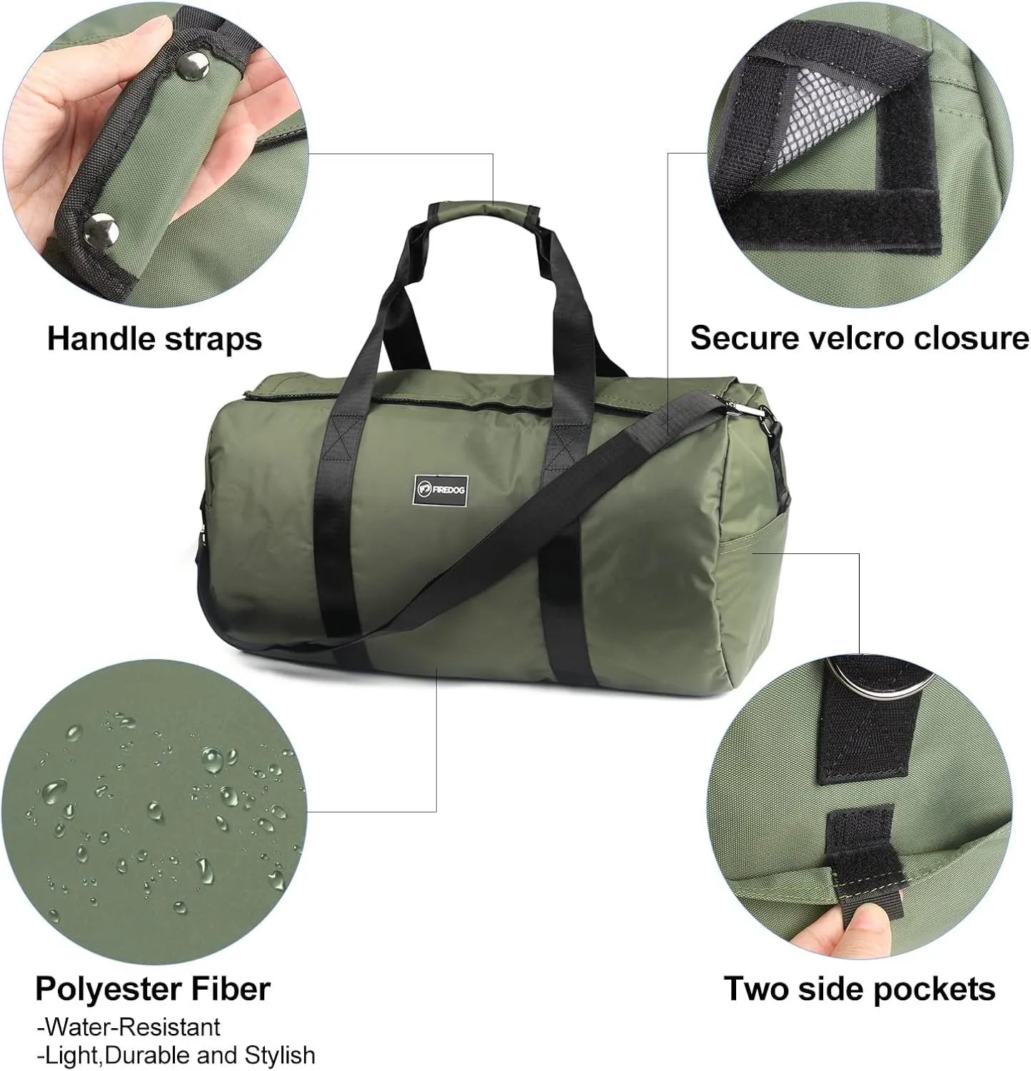 FIREDOG Smell Proof Duffle Bag, Large Smell Proof Bag for Travel Storage