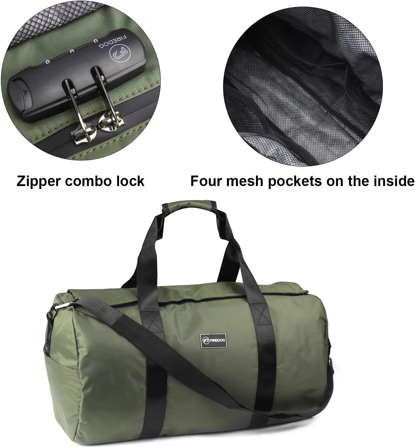 FIREDOG Smell Proof Duffle Bag, Large Smell Proof Bag for Travel Storage