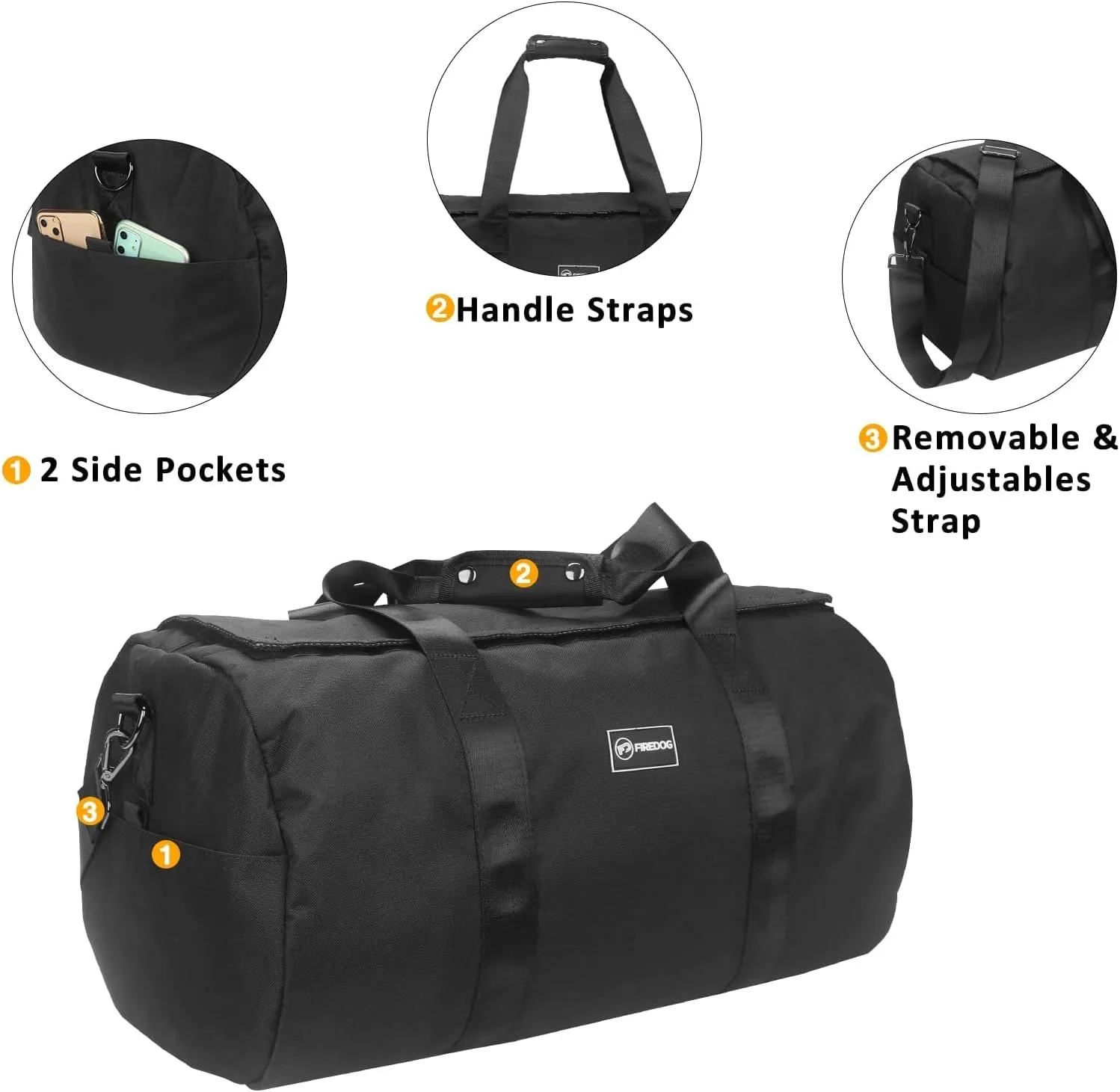 FIREDOG Smell Proof Duffle Bag, Large Smell Proof Bag for Travel Storage