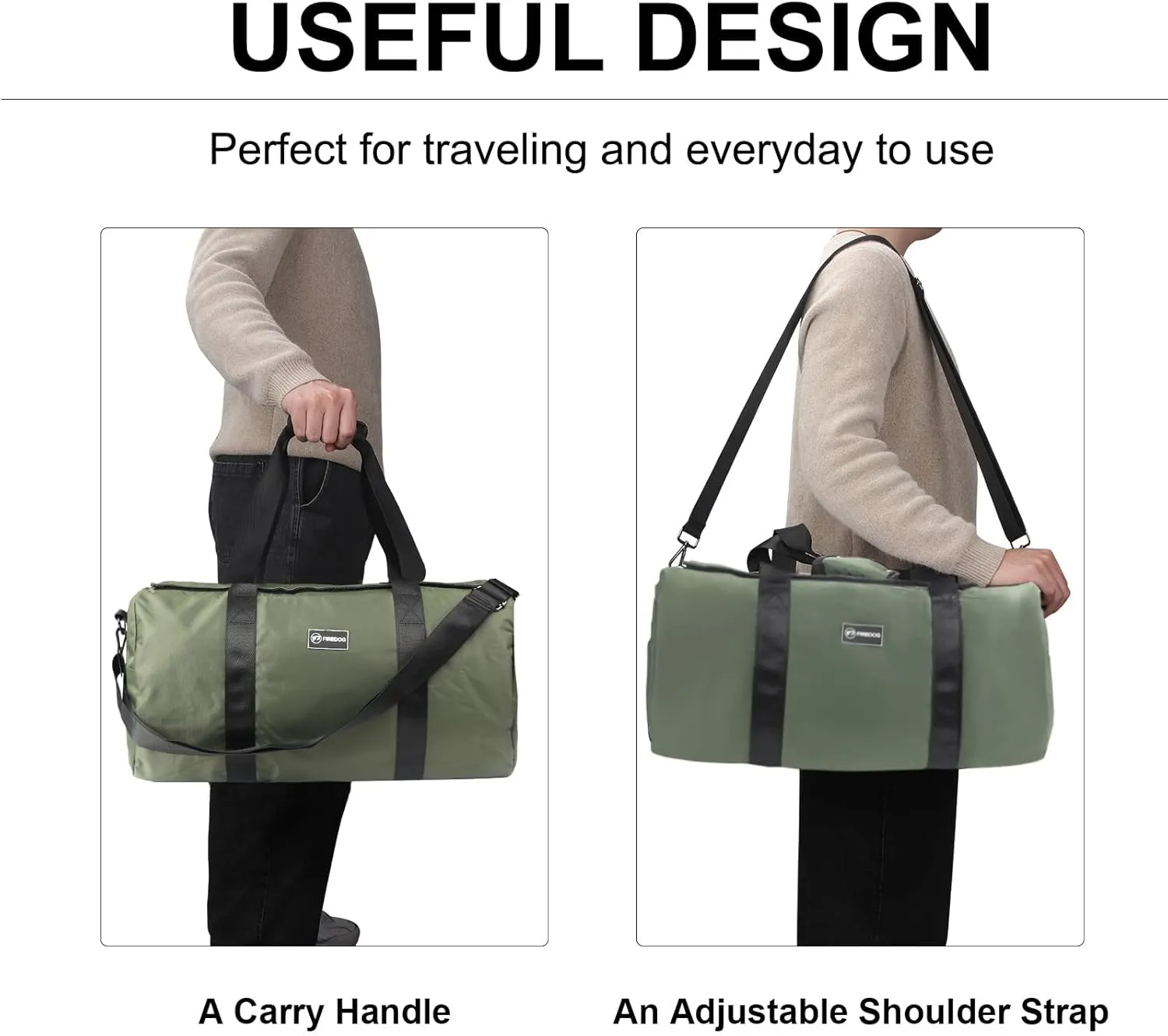 FIREDOG Smell Proof Duffle Bag, Large Smell Proof Bag for Travel Storage