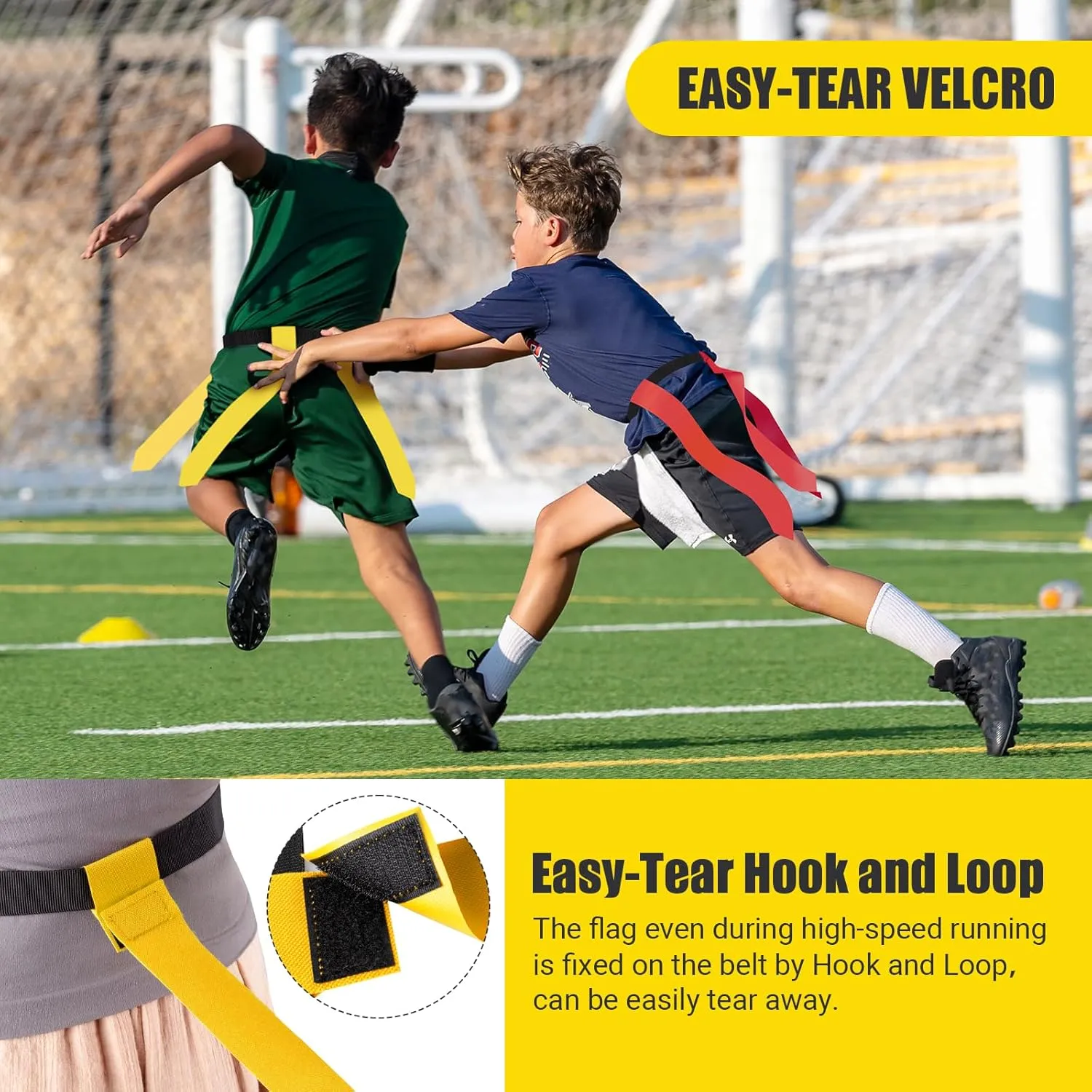 Flag Football Belts, 6/8/10/12/14 Player Flag Football Set for Kids, Youth & Adult, Adjustable Flag Football for Waist 22-43"