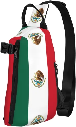 Flag Of Mexico Print Crossbody Backpack Unisex Chest Bag, Lightweight And Sling Bag For Travel