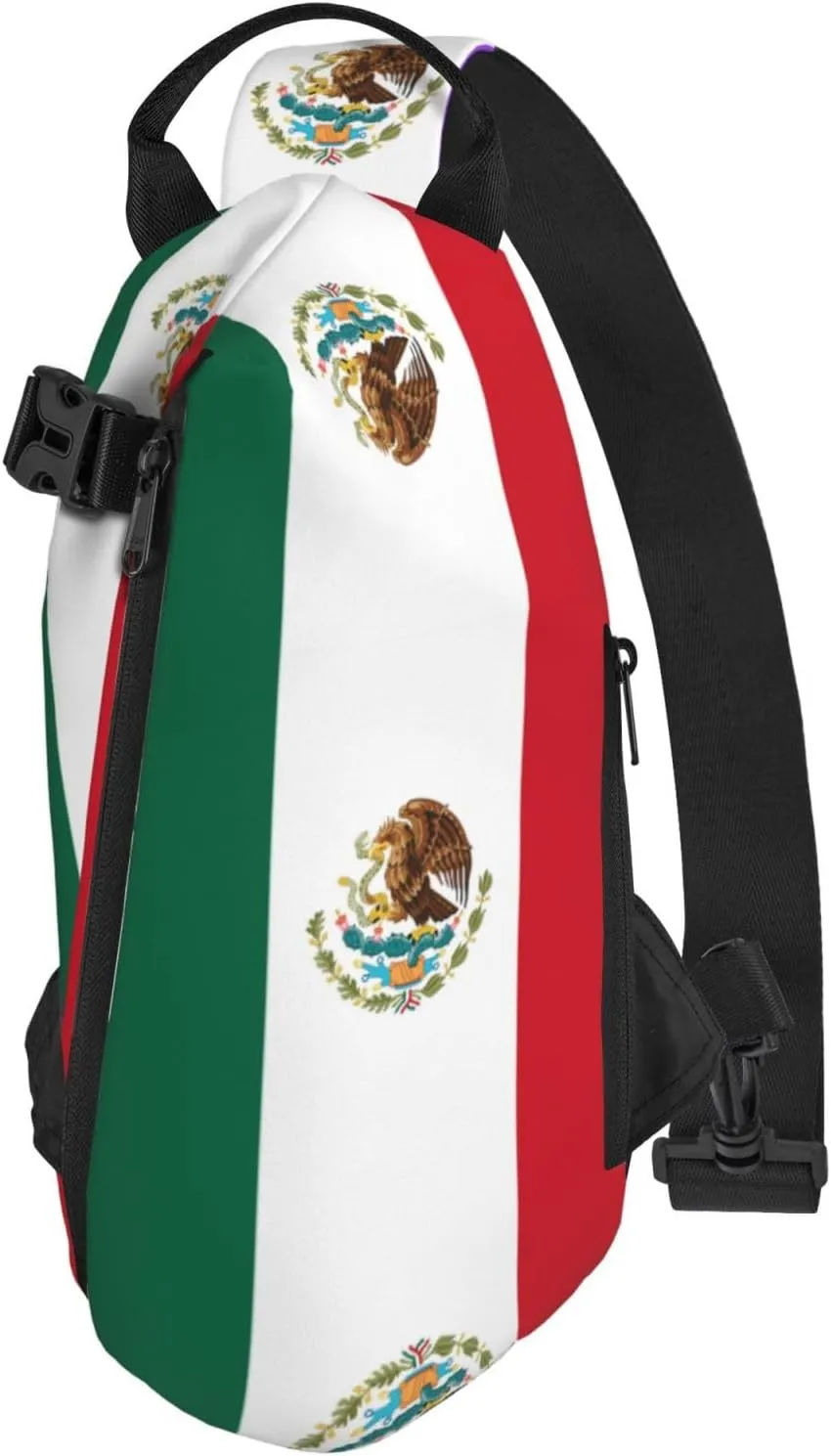 Flag Of Mexico Print Crossbody Backpack Unisex Chest Bag, Lightweight And Sling Bag For Travel