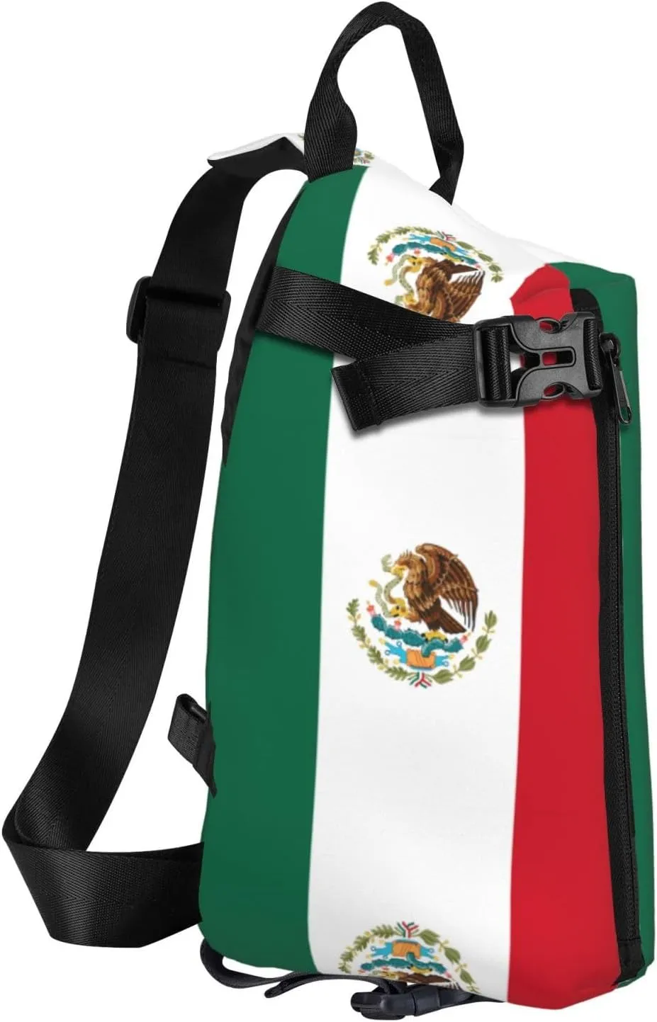 Flag Of Mexico Print Crossbody Backpack Unisex Chest Bag, Lightweight And Sling Bag For Travel