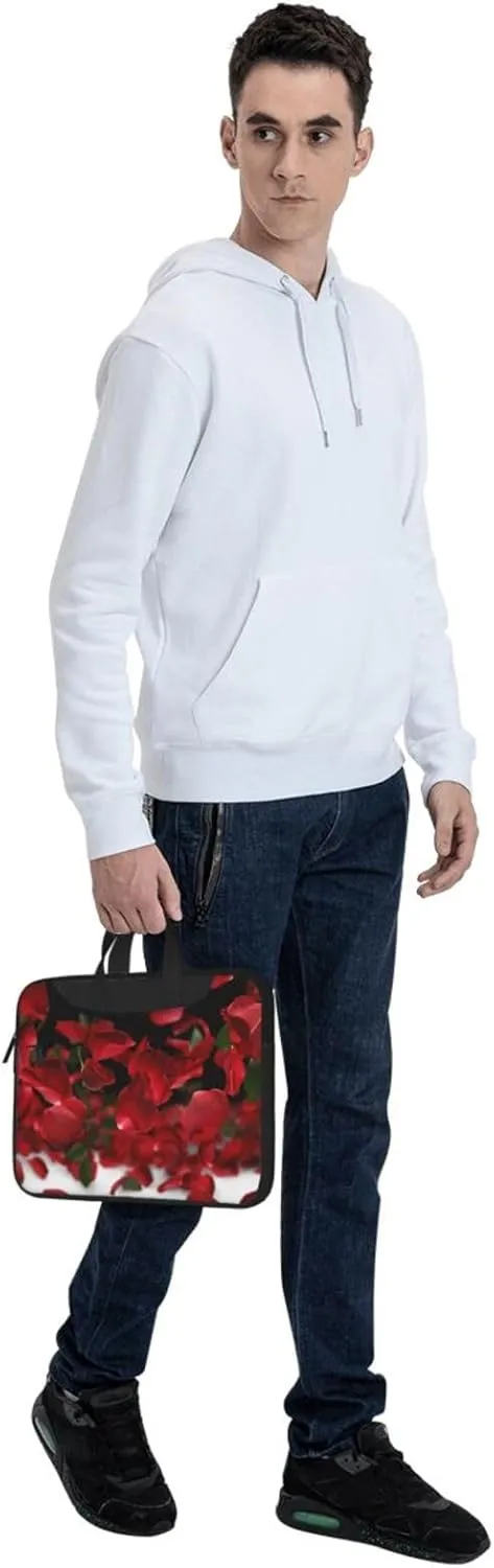 Floating Red Rose Petals Printed Laptop Tote Bag Travel Business Computer Bag Work Bag for Men Women