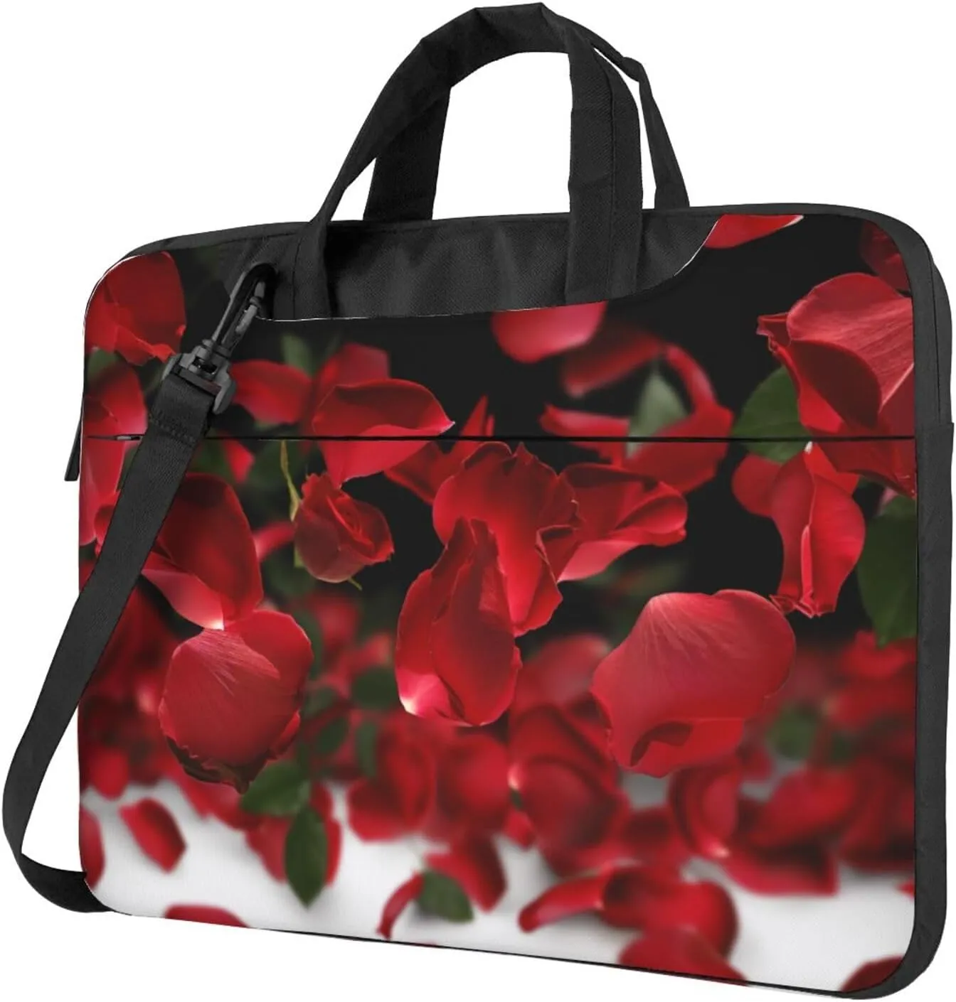 Floating Red Rose Petals Printed Laptop Tote Bag Travel Business Computer Bag Work Bag for Men Women