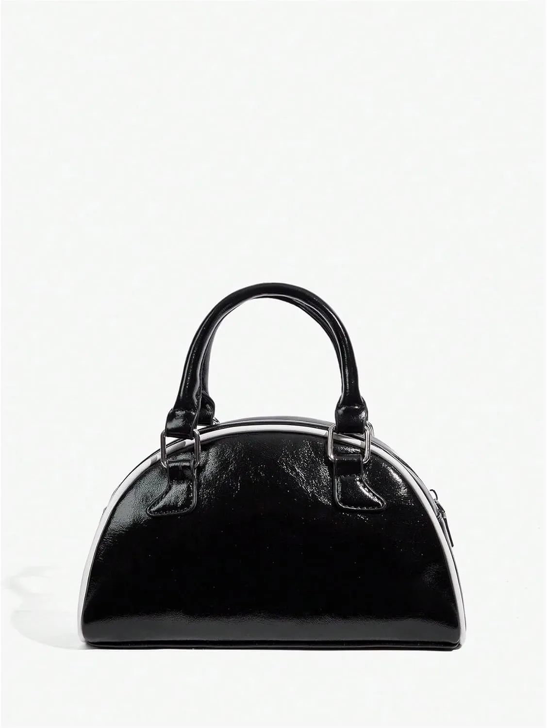 Floerns Women's Colorblock Zipper Handle Bowling Bag Purse Leather Clutch Handbags