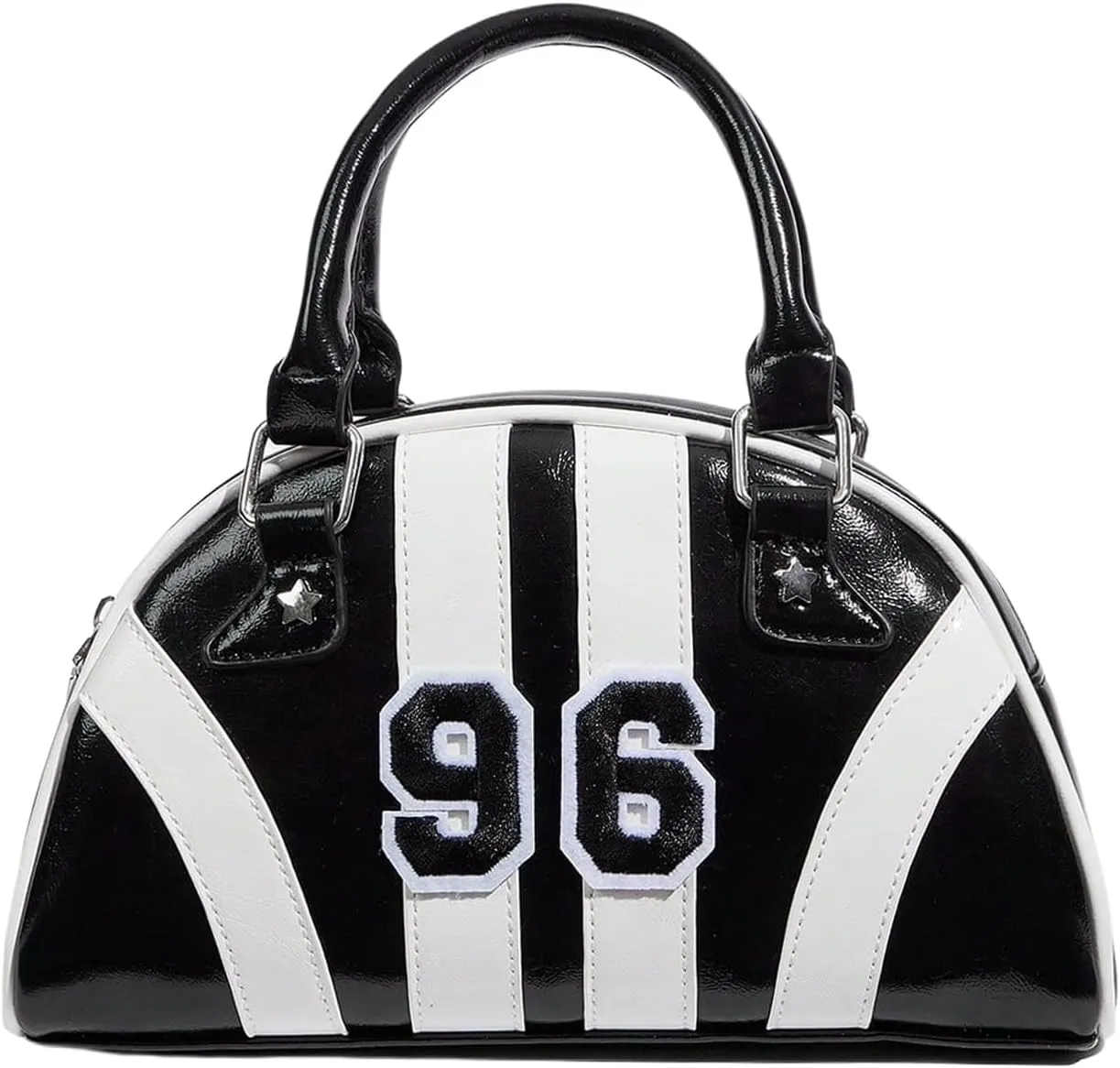Floerns Women's Colorblock Zipper Handle Bowling Bag Purse Leather Clutch Handbags