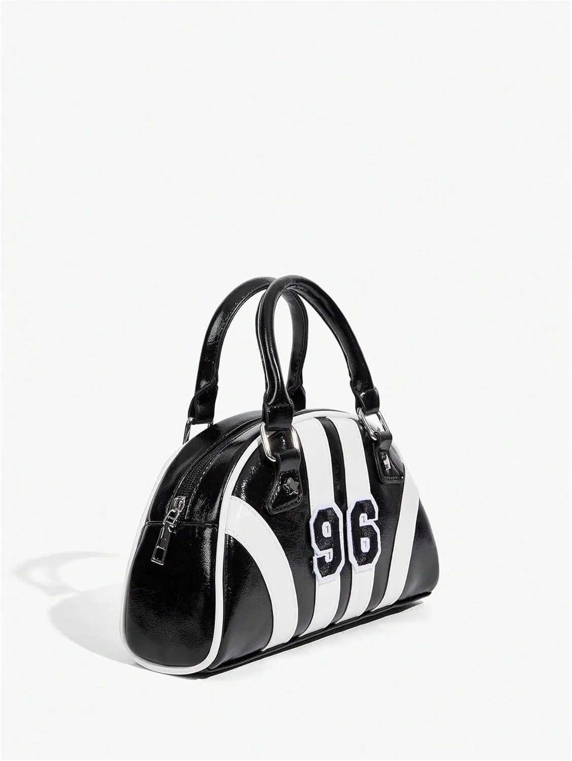 Floerns Women's Colorblock Zipper Handle Bowling Bag Purse Leather Clutch Handbags