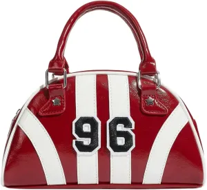 Floerns Women's Colorblock Zipper Handle Bowling Bag Purse Leather Clutch Handbags