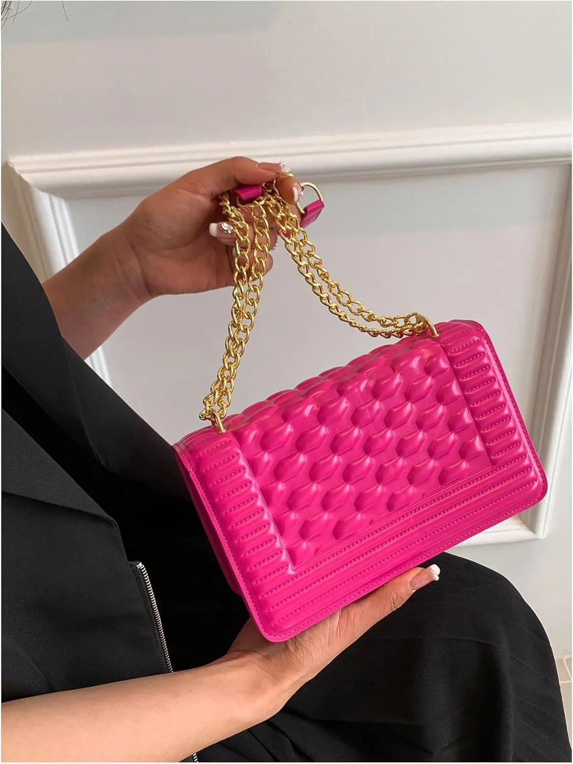 Floerns Women's Leather Shoulder Bag Embossed Clutch Purse Square Handbag