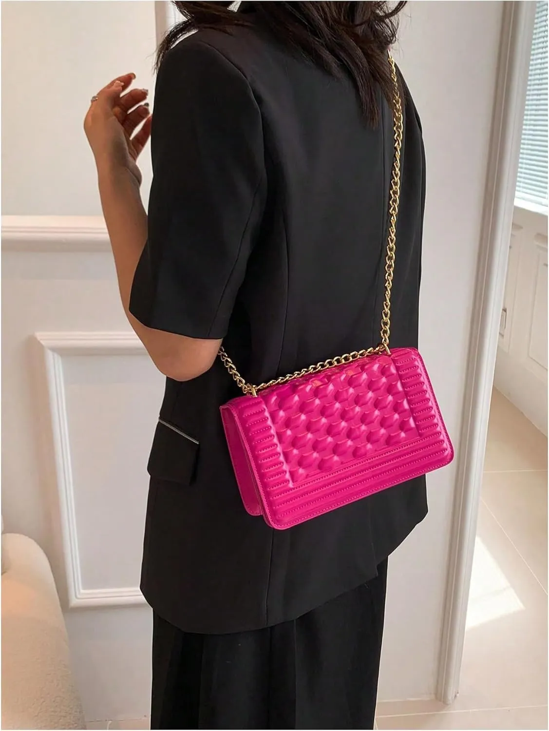 Floerns Women's Leather Shoulder Bag Embossed Clutch Purse Square Handbag