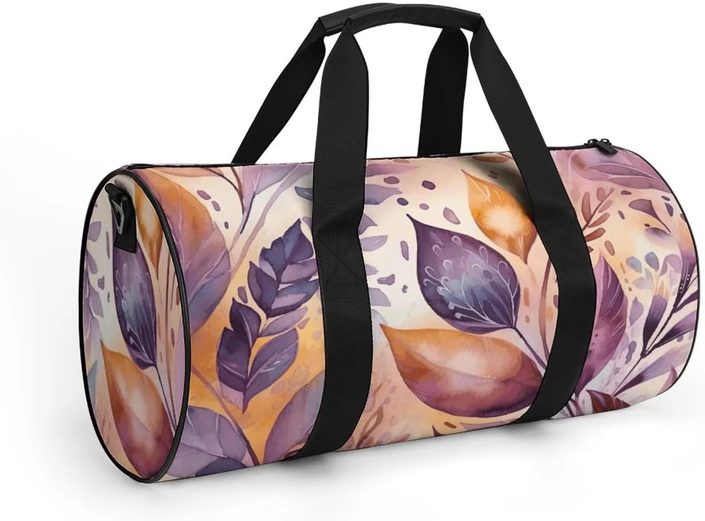 Flower And Leaf Pattern Gym Bag Small Travel Duffle Bag with Compartment Carry On Weekender Bag for Women Men