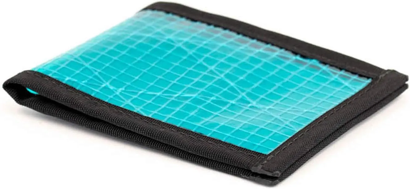 Flowfold Recycled Sailcloth Wallets - Vanguard Bifold Wallet, Front Pocket Wallet, Slim Minimalist Wallets Made in USA (Cyan Sailcloth)