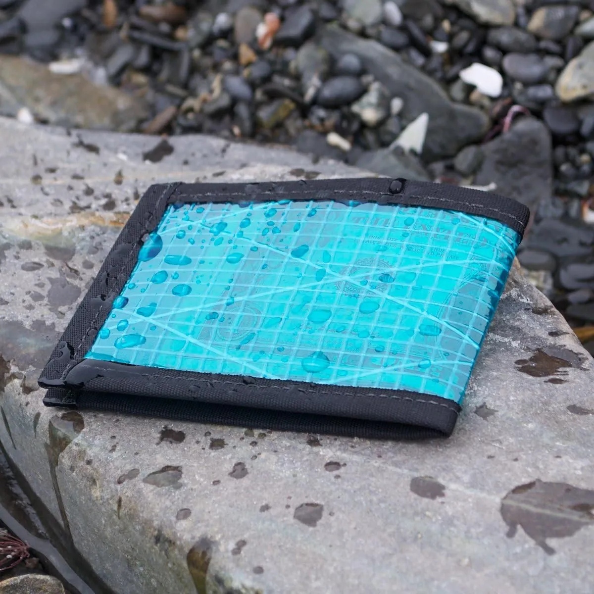 Flowfold Recycled Sailcloth Wallets - Vanguard Bifold Wallet, Front Pocket Wallet, Slim Minimalist Wallets Made in USA (Cyan Sailcloth)