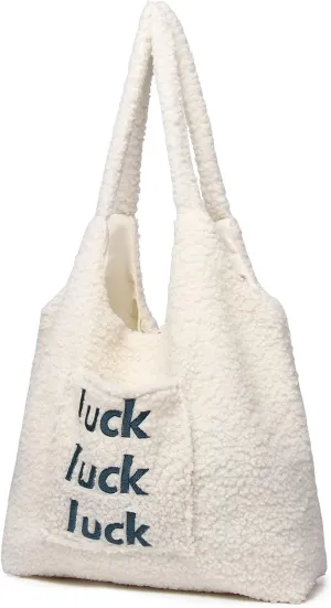 Fluffy Tote Bag for Women Girls, Kawaii Purse Cute Tote Bag Aesthetic, Soft Plush Shoulder Bag with Inner Pocket