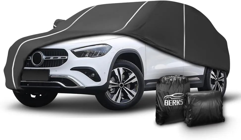 Fluorescent Strip Design 6 Layers Waterproof Car Cover Compatible for Mercedes Benz GLA 2014-2024 All Weather Full Car Cover with Storage Bag
