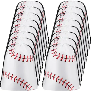 Flutesan 50 Pack 8 x 10 Inch Baseball Snack Bags Drawstring Baseball Party Favor Bags Goodie Treat Plastic Waterproof Gift Packaging Storage for Team Game Day Boys Sport Theme Party Supplies