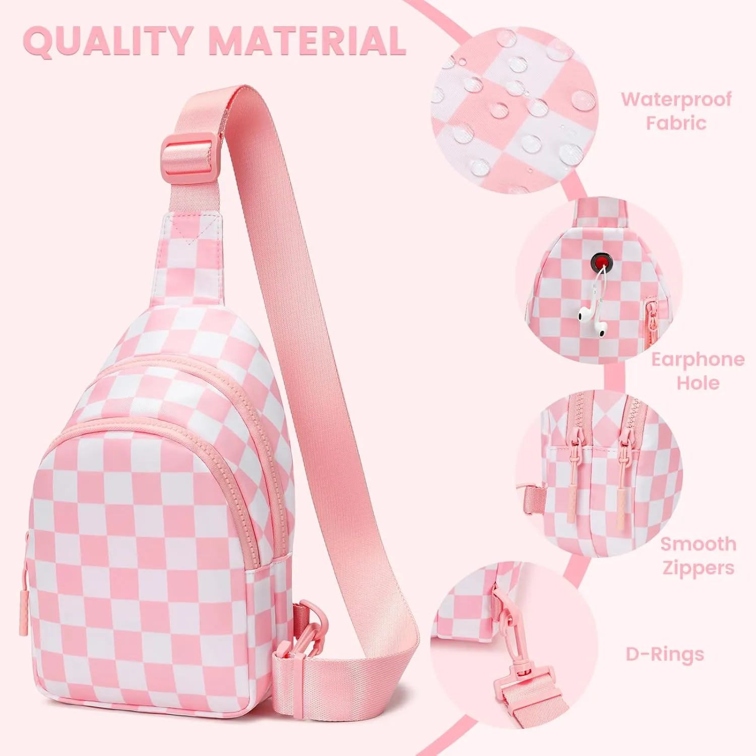 FODOKO Sling Crossbody Bag Main Compartment, Zippered Front Pockets, Adjustable Shoulder Strap, WaterResistant Lightweight
