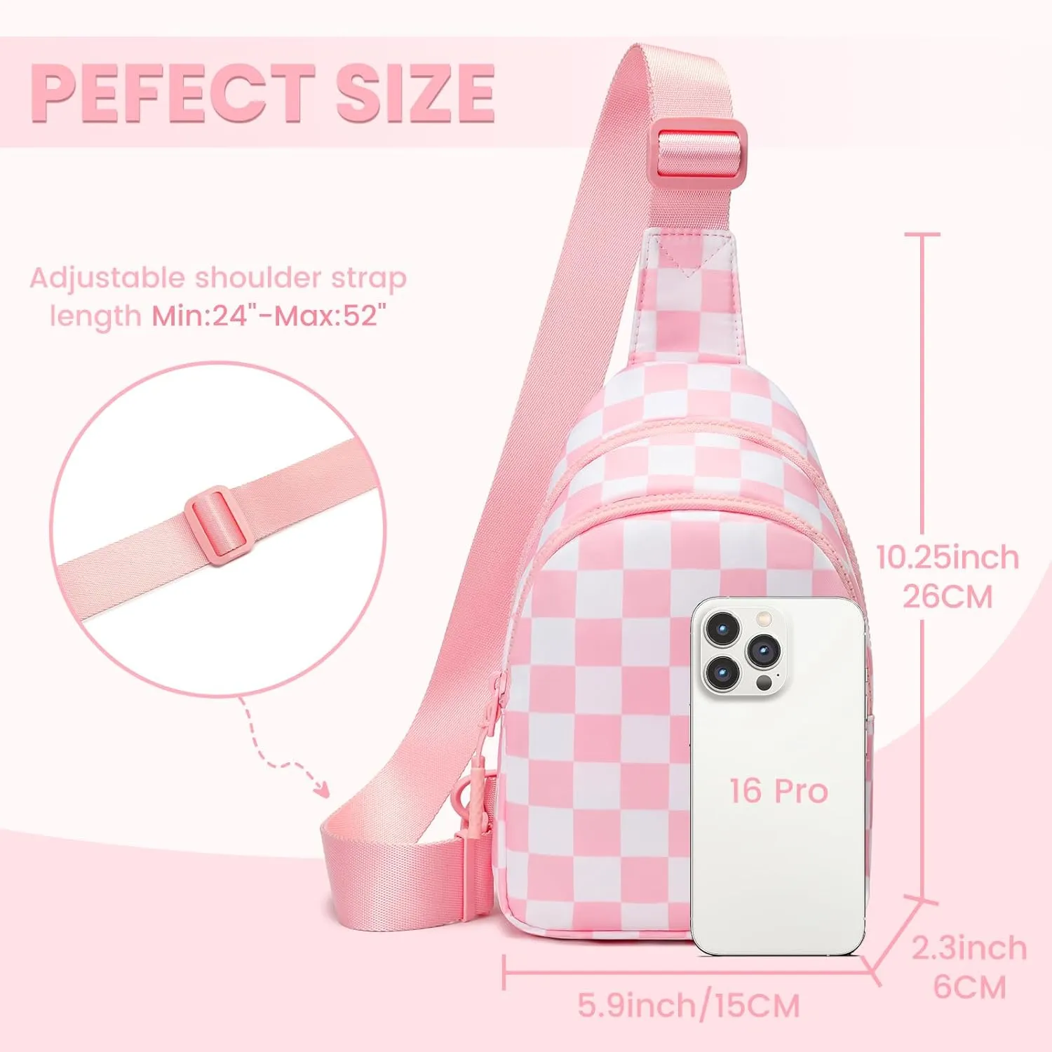 FODOKO Sling Crossbody Bag Main Compartment, Zippered Front Pockets, Adjustable Shoulder Strap, WaterResistant Lightweight