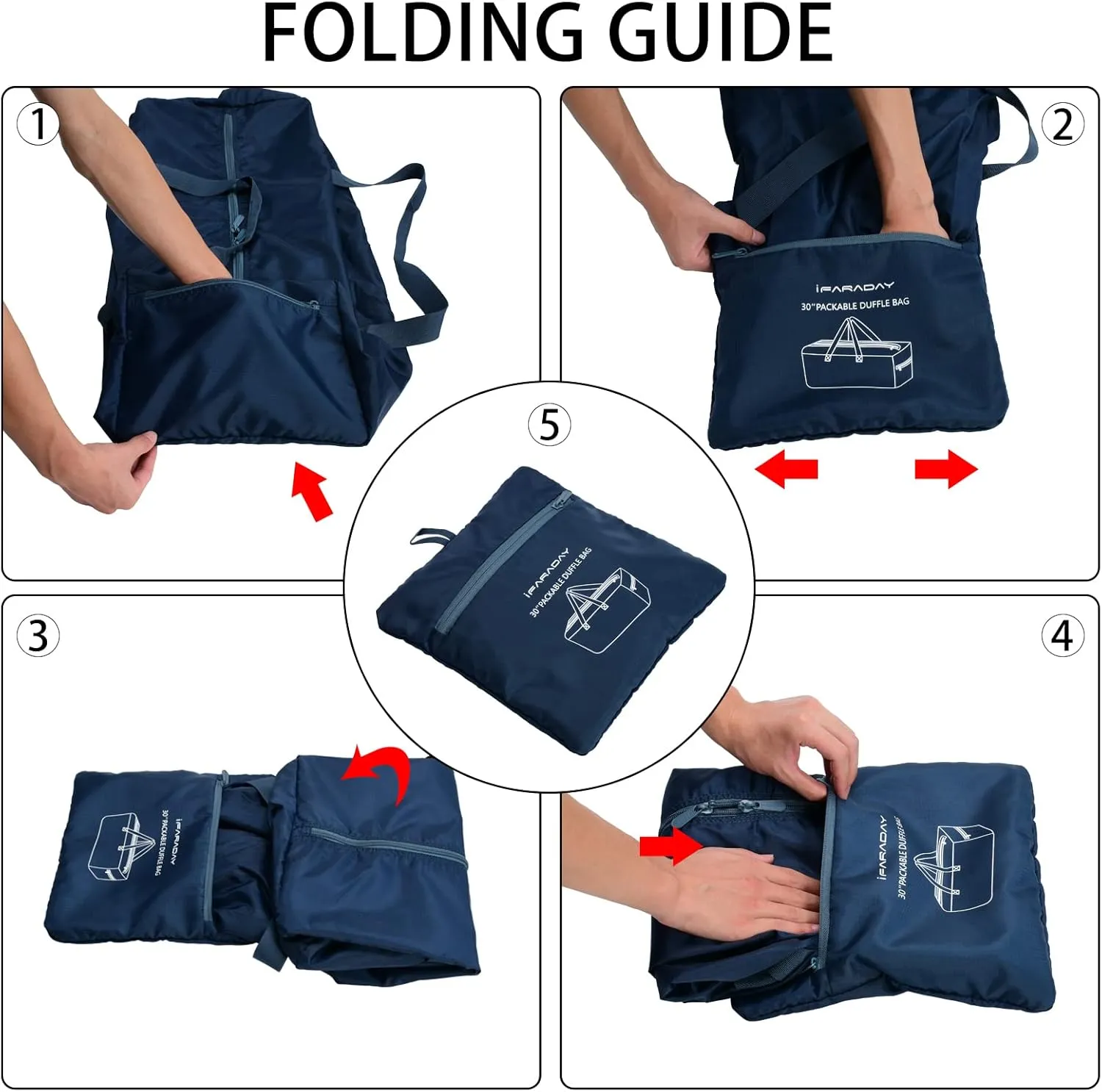 Foldable Duffel Bag 30" / 75L Lightweight with Water Rresistant for Travel-Navy Blue