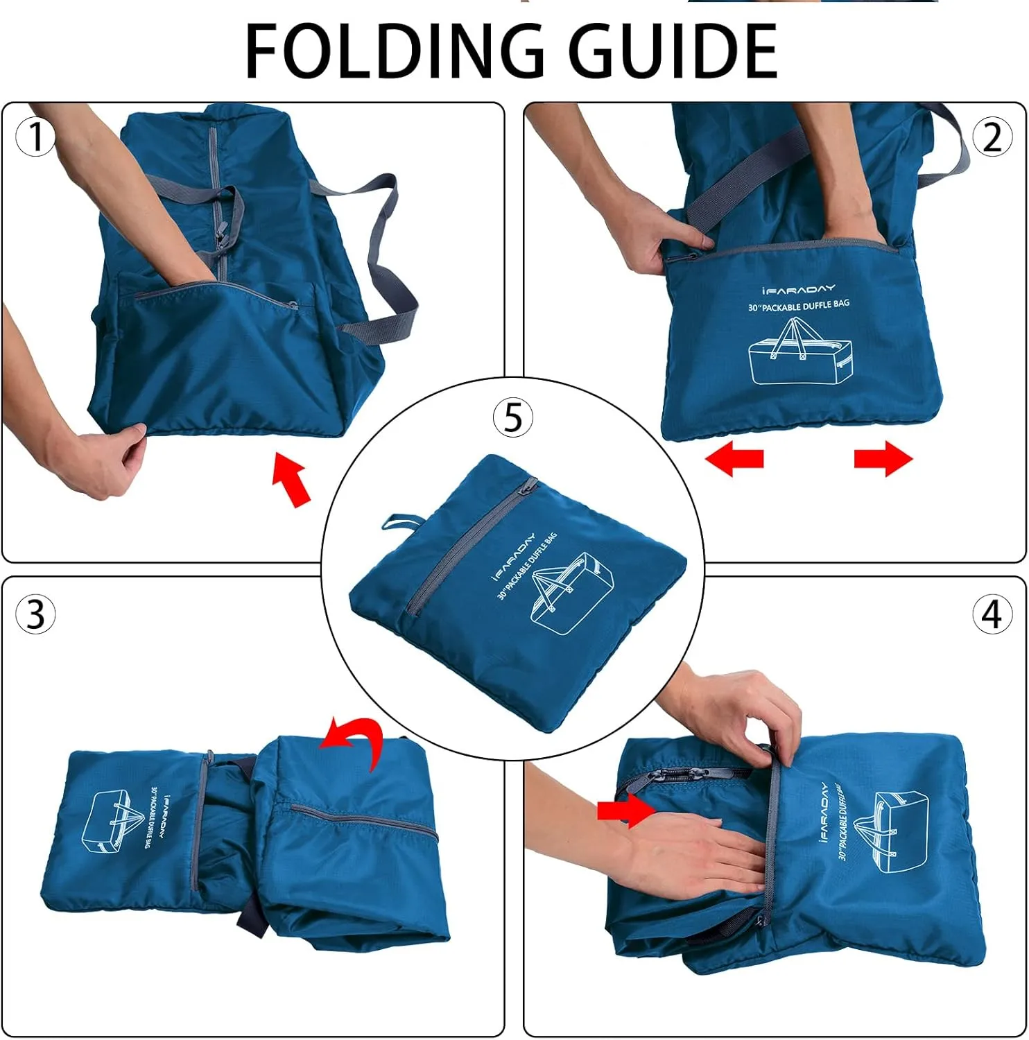 Foldable Duffle Bag 30 inch 75L Large Lightweight Luggage Bag for Travel Camping Storage-Blue