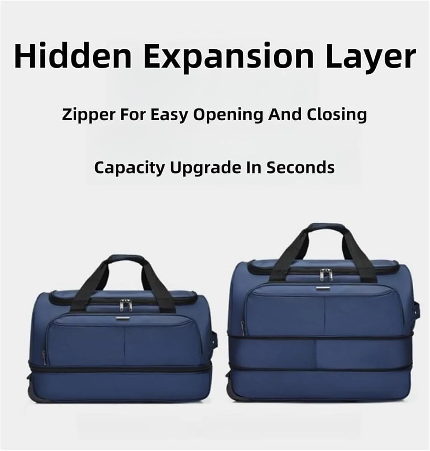 Foldable Extra Large Sport Bag，Waterproof Lightweight Traveling Suitcase，Telescopic Handle Suitcase With Directional Wheels Rolling Travel Bag,for Women Men(Blue)