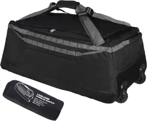 Foldable Rolling Duffle Bag with wheels for Camping Travel, 1680D Oxford Waterproof Extra Large Wheeled Duffel Bag for Men and Women, 140L, Black