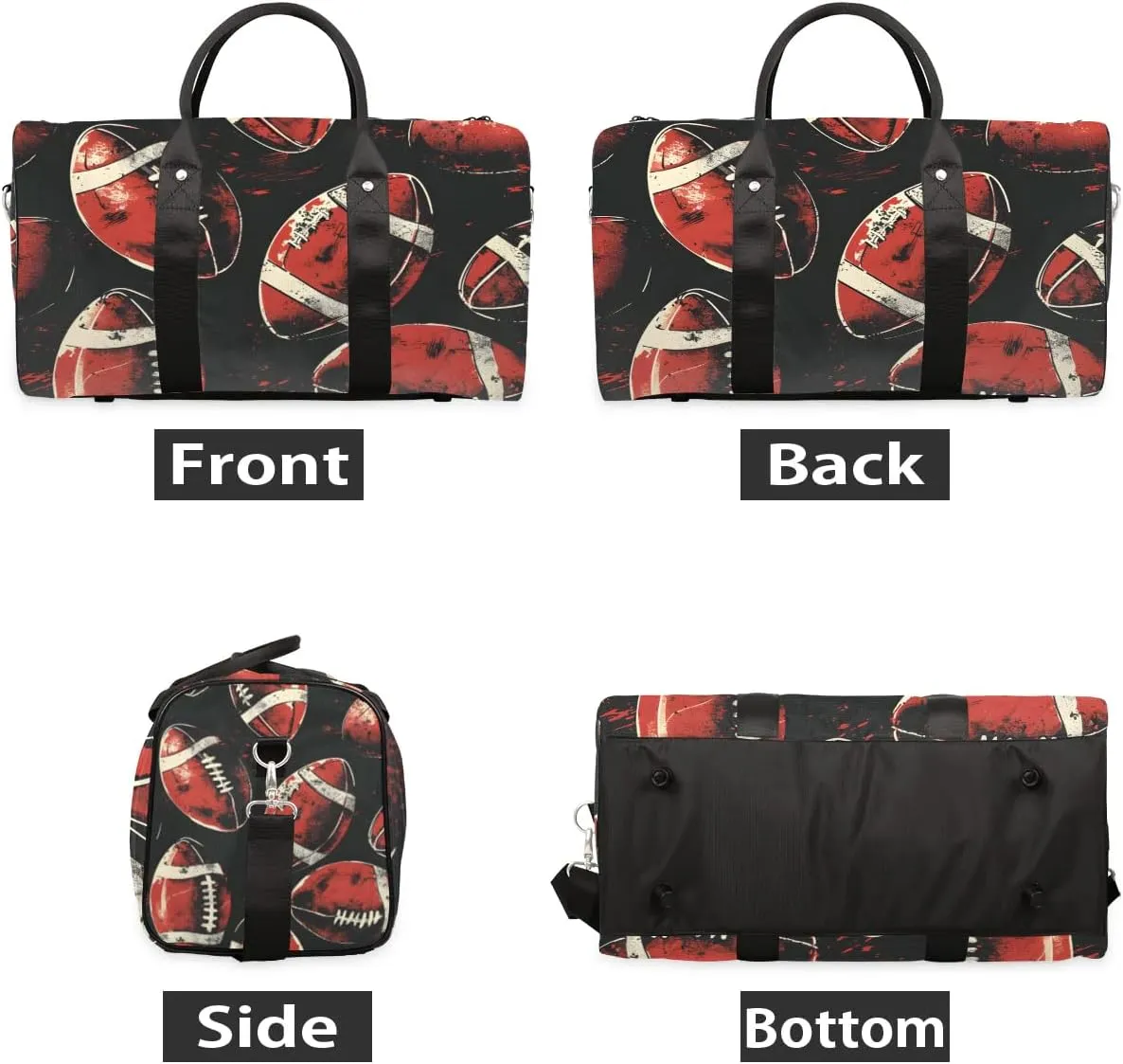 Foldable Travel Bag Football Prints Lightweight Carry On Bags for Airplanes Waterproof Travel Duffle Bag For Gym Weekend Overnight