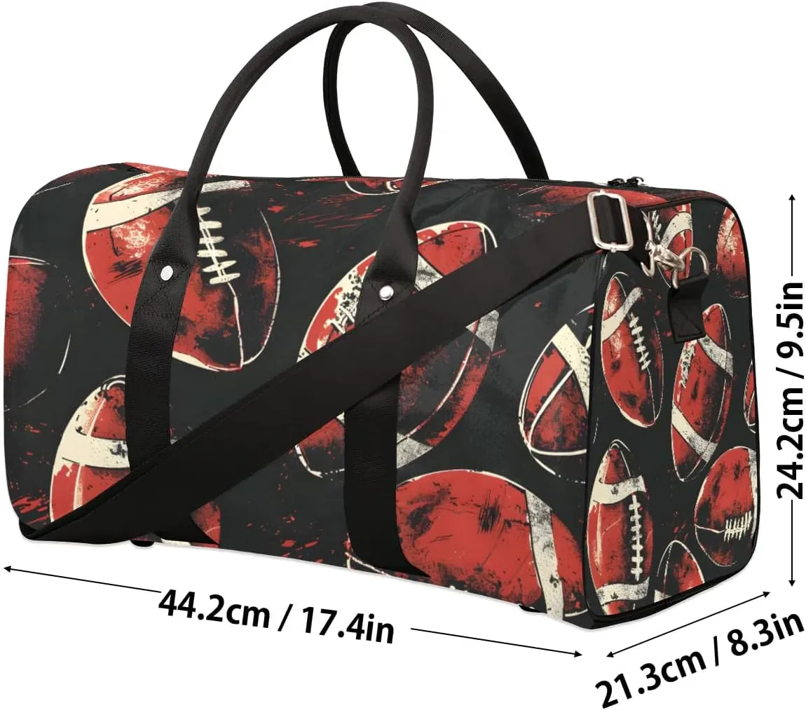 Foldable Travel Bag Football Prints Lightweight Carry On Bags for Airplanes Waterproof Travel Duffle Bag For Gym Weekend Overnight