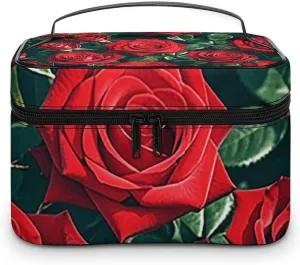 Foldable Travel Luggage Bag for Men And Women, Dry And Wet Separation Portable Travel Luggage Bag, Red Rose Romantic Printed Waterproof Sports Luggage Bag, Fitness Bag
