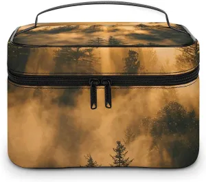 Foldable Travel Luggage Bag for Men And Women, Dry And Wet Separation Portable Travel Luggage Bag, Warm Pine Trees Printed Waterproof Sports Luggage Bag, Fitness Bag