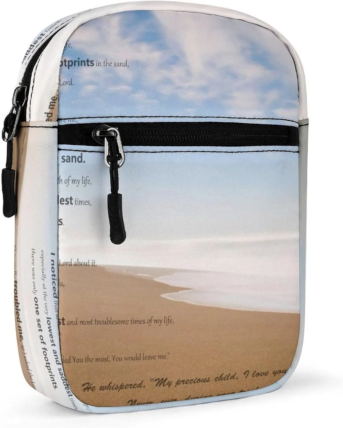 Foot Printsin The Sand Poem Crossbody Bag Small Shoulder Bag Waterproof, Lightweight And Convenient