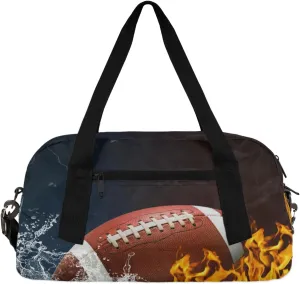 Football Kids Duffle Bag Boys Girls Small Overnight Travel Sport Gym Bag Weekender Carry On Tote Duffel Bag