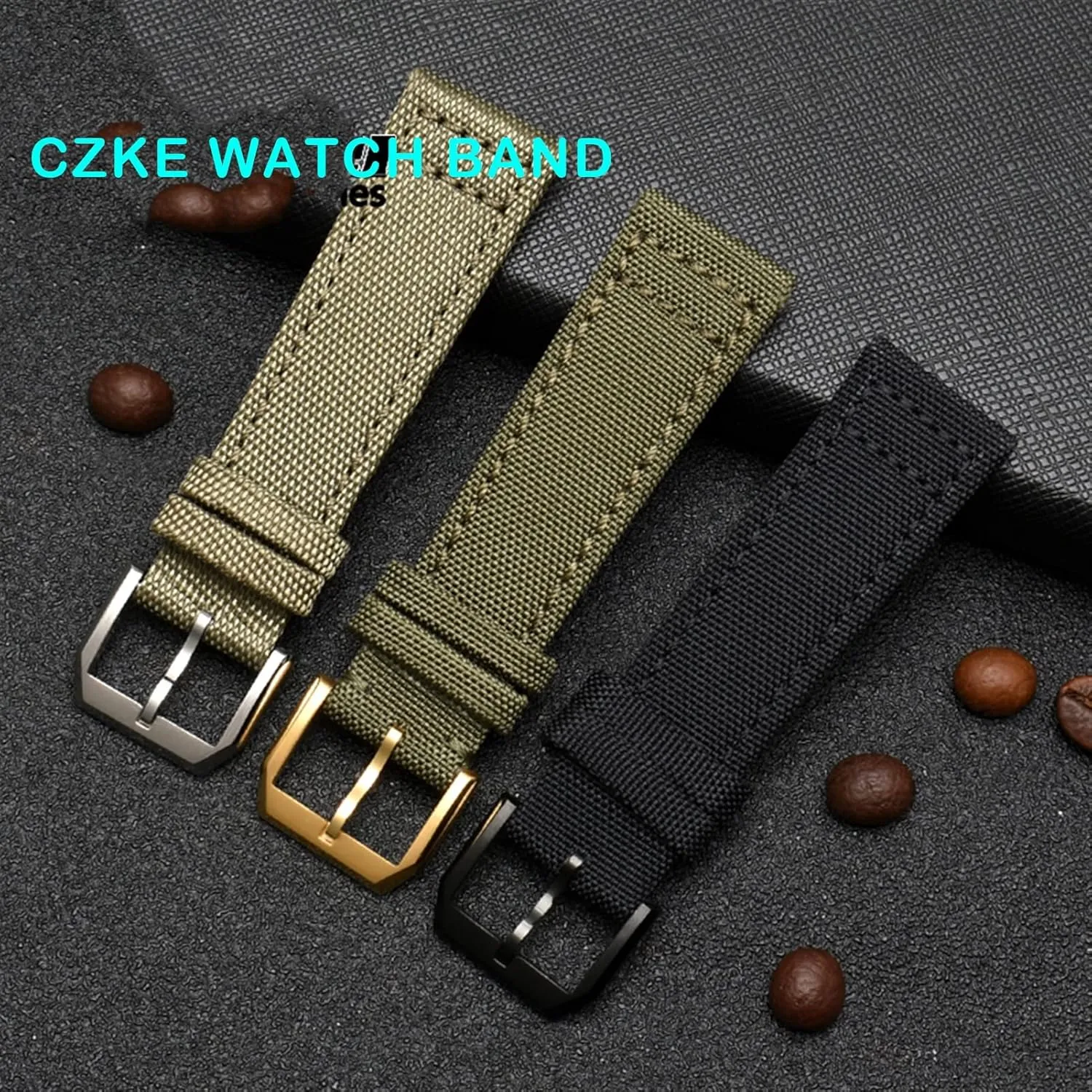 For IWC Pilot Spitfire Timezone TopGun Strap Green Black Belts Wristwatch Straps 20mm 21mm 22mm Nylon Canvas Fabric Watch Band