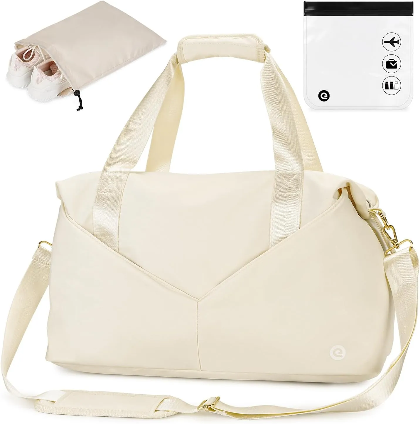 For Spirit Airlines 18x14x8 Personal Item Bag Travel Duffel Bag Underseat Carry-on Luggage Weekender Overnight Bag (Beige)