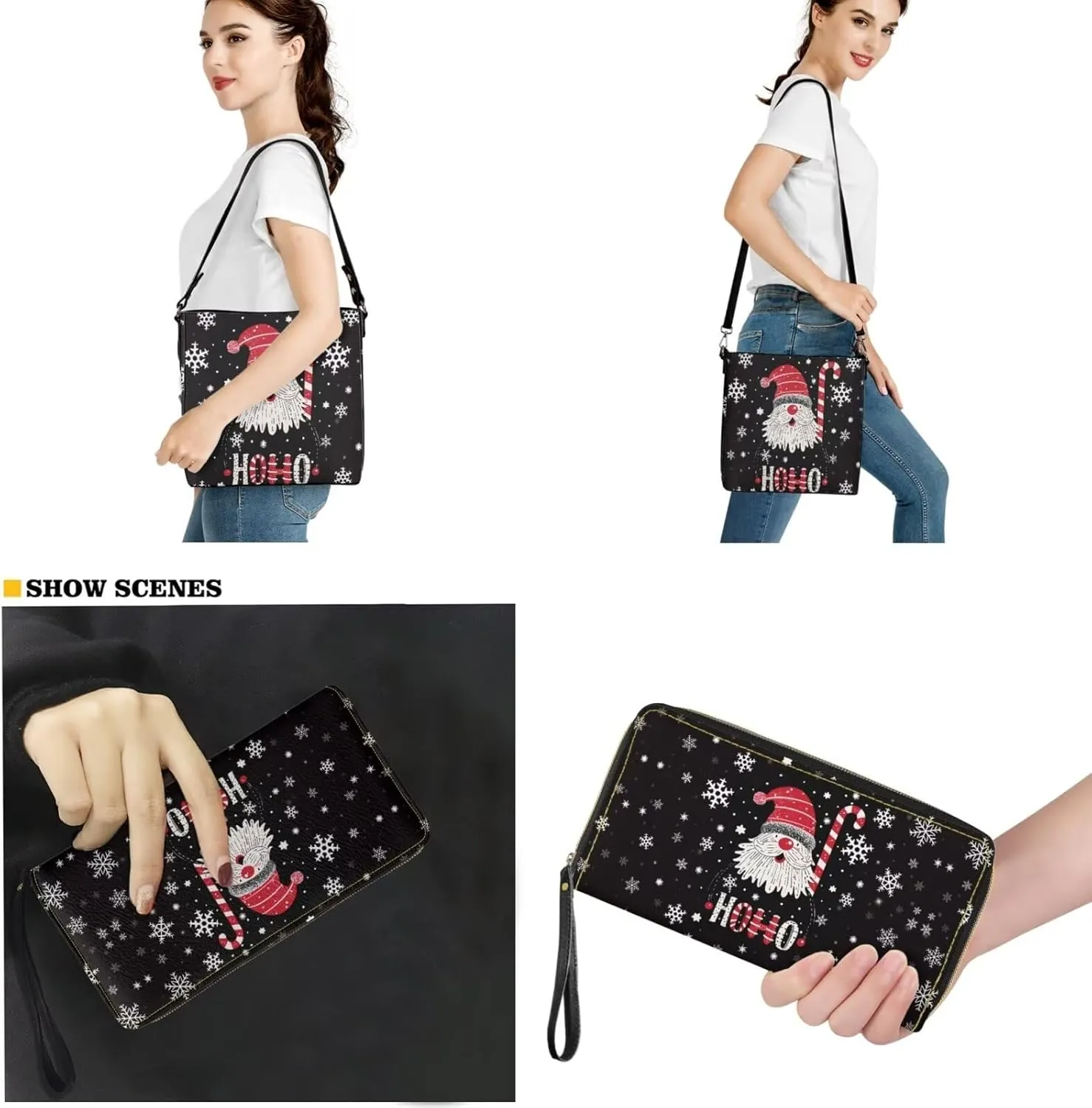 FOR U DESIGNS Bucket Bags for Women Christmas Purses and Handbags 2 Pack Large Tote Bag for Work Office