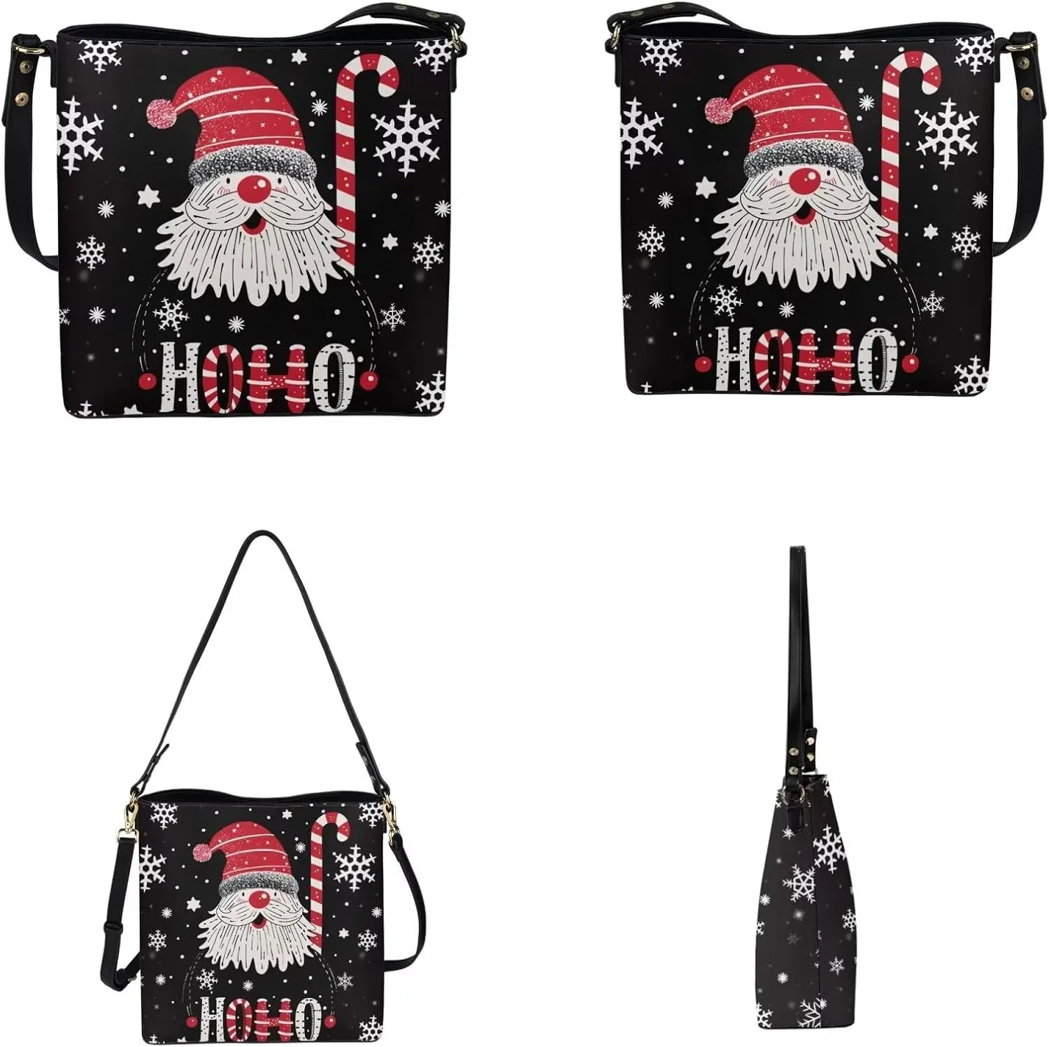 FOR U DESIGNS Bucket Bags for Women Christmas Purses and Handbags 2 Pack Large Tote Bag for Work Office