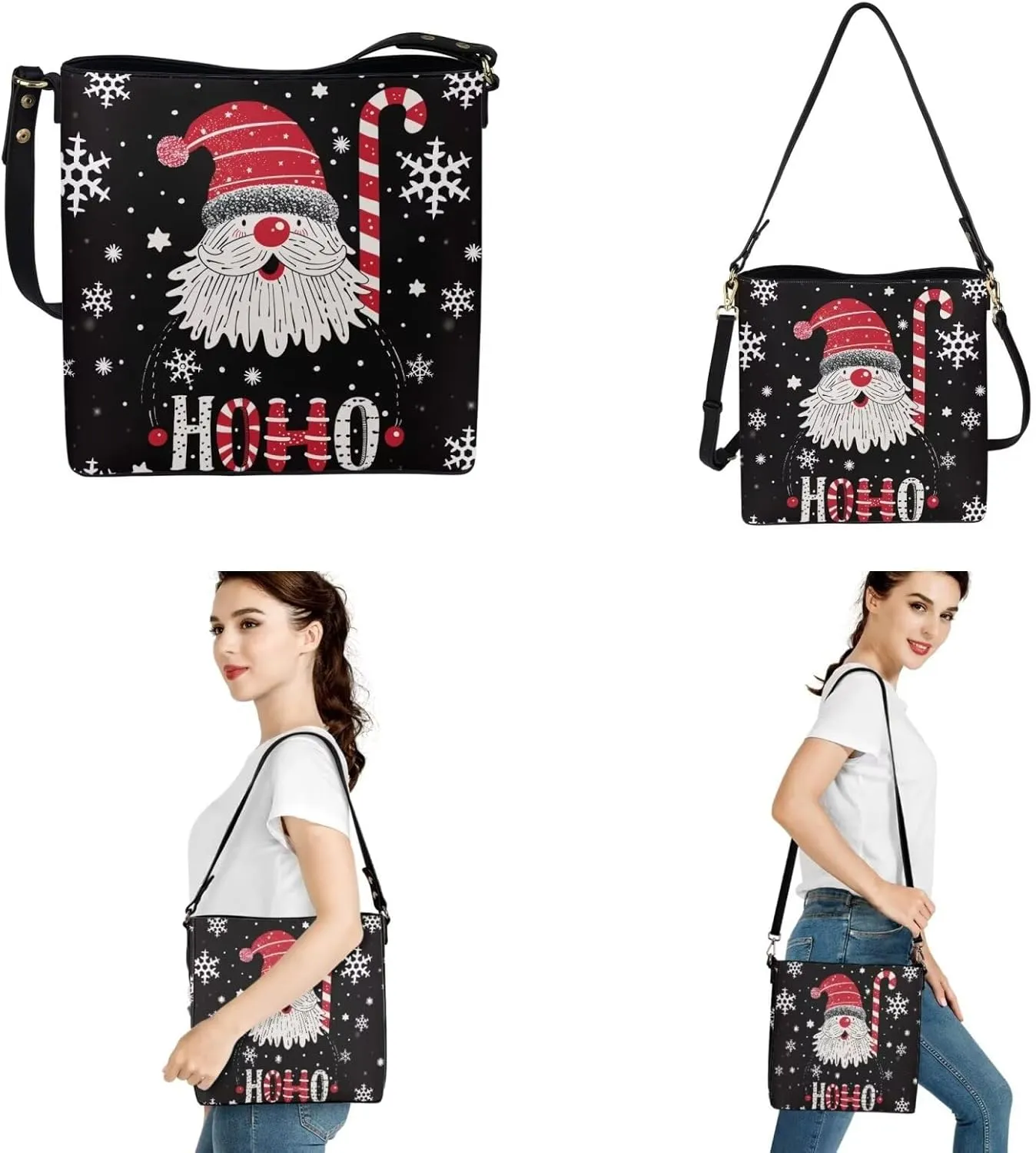 FOR U DESIGNS Bucket Bags for Women Christmas Purses and Handbags 2 Pack Large Tote Bag for Work Office