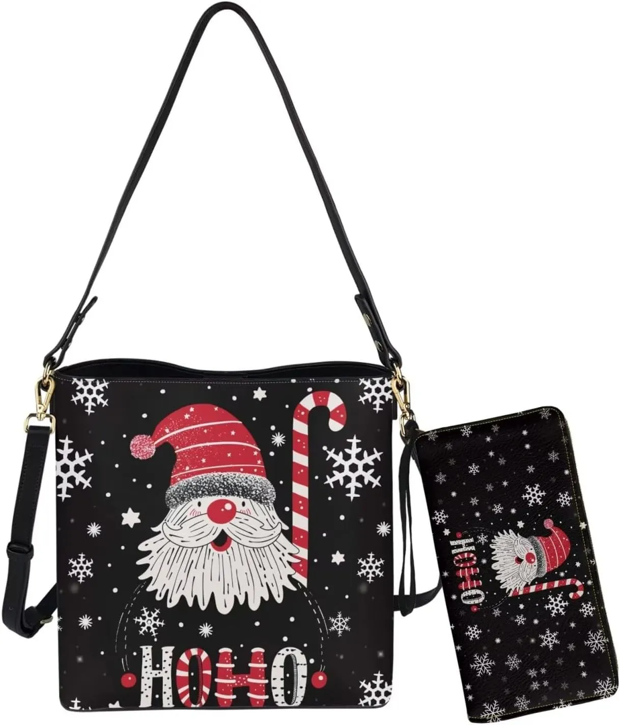 FOR U DESIGNS Bucket Bags for Women Christmas Purses and Handbags 2 Pack Large Tote Bag for Work Office
