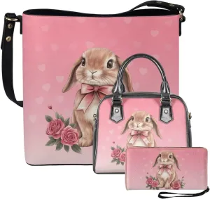 FOR U DESIGNS Leather Shoulder Tote Bags for Women for Work Travel Crossbody Bucket Bag Purses Cute Satchel Handbags Set