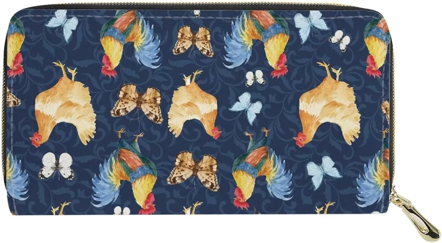 FOR U DESIGNS Womens Wallets Leather Slim Purse, Chicken and Butterfly Print, Card Holder Clutch Handbag