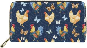FOR U DESIGNS Womens Wallets Leather Slim Purse, Chicken and Butterfly Print, Card Holder Clutch Handbag