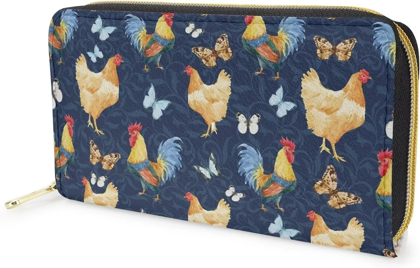 FOR U DESIGNS Womens Wallets Leather Slim Purse, Chicken and Butterfly Print, Card Holder Clutch Handbag