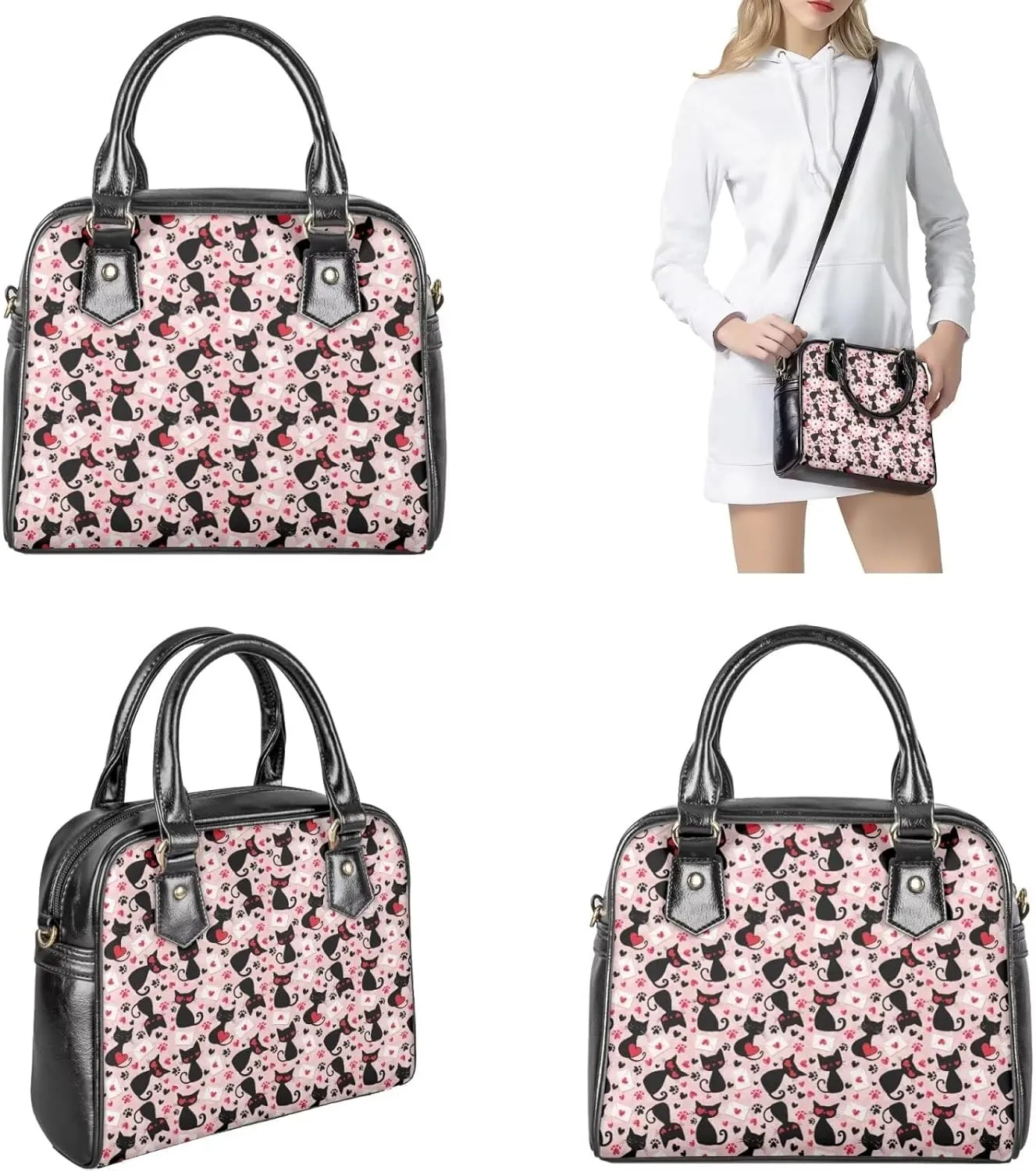 FOR U DESIGNS Women's Wristlet Handbags Top Handle Travel Crossbody Shoulder Tote Purses Sets Valentine's Day Bucket Bag