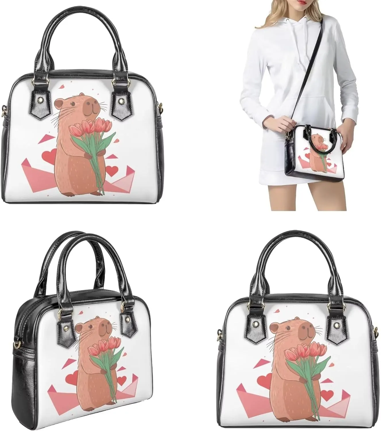 FOR U DESIGNS Women's Wristlet Handbags Top Handle Travel Crossbody Shoulder Tote Purses Sets Valentine's Day Bucket Bag